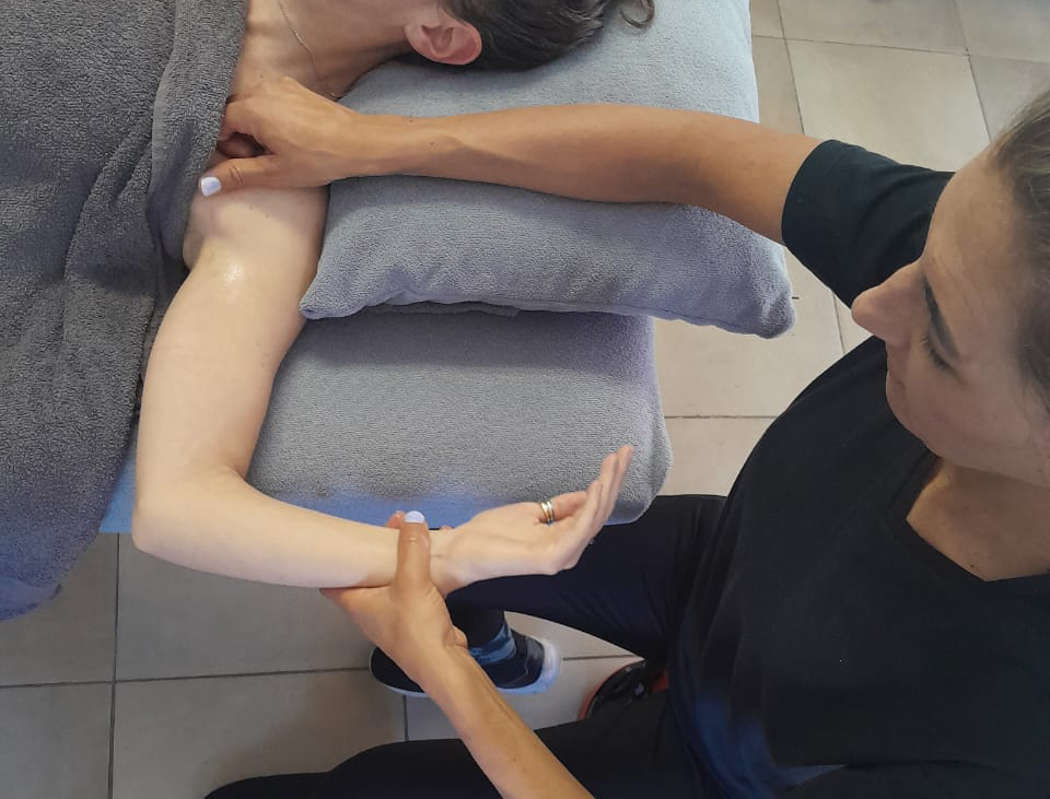 Client receiving sports massage or deep tissue massage as part of their remedial treatment